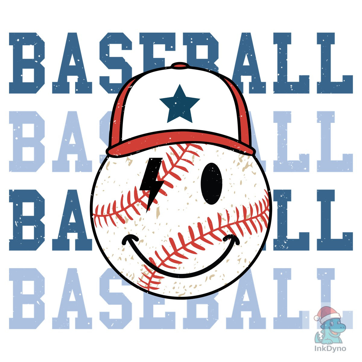 Retro Baseball Smiley Baseball