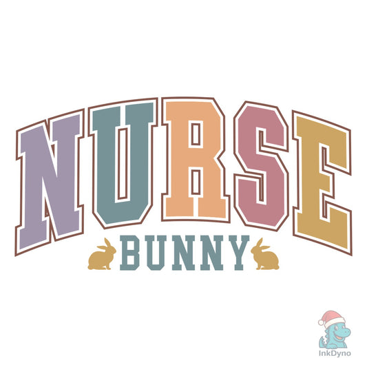 Easter Nurse Bunny Retro Varsity - DTF Transfer