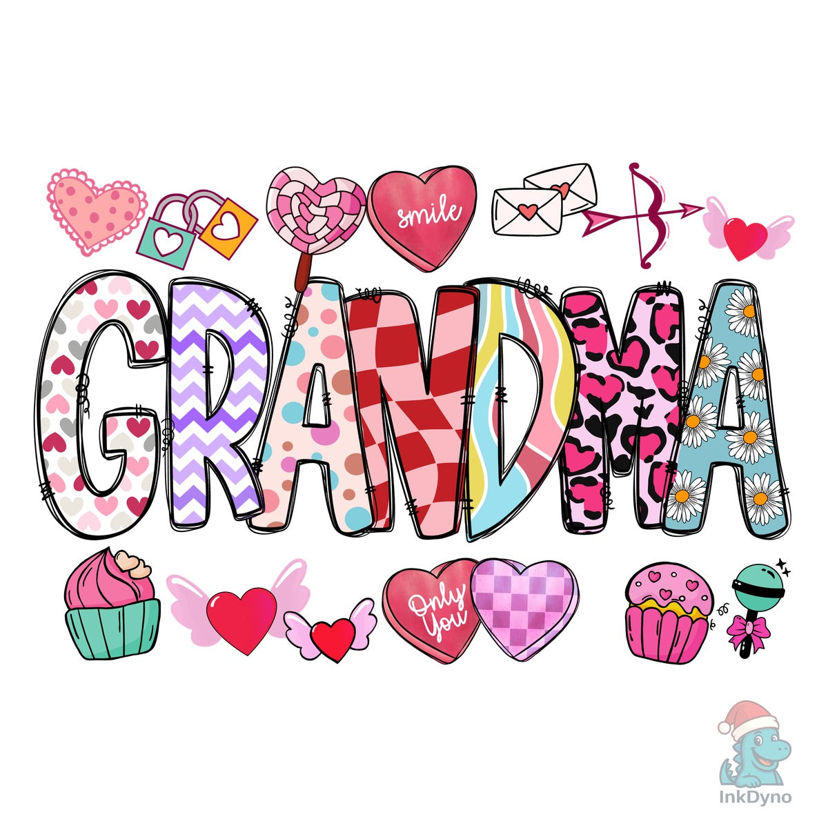 Grandma Valentines Day Doodle Lettered