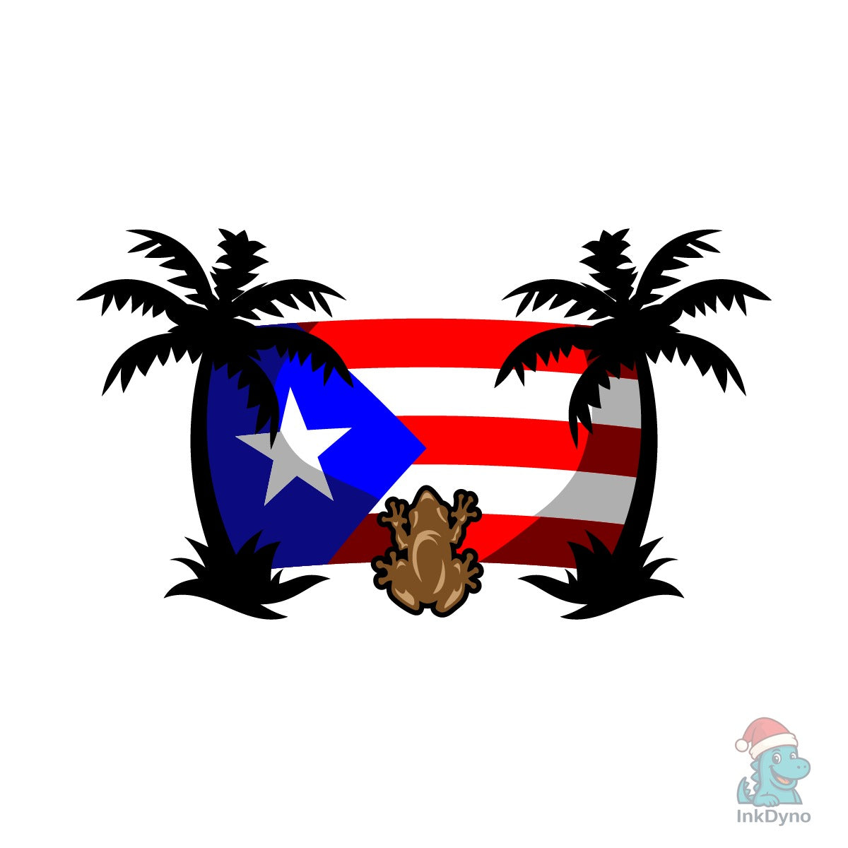Puerto Rico Flag with Palms Tree