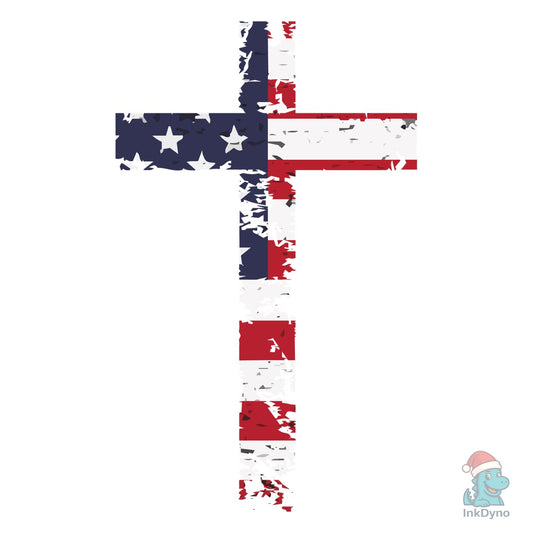 American Flag Cross Heat - DTF Transfer