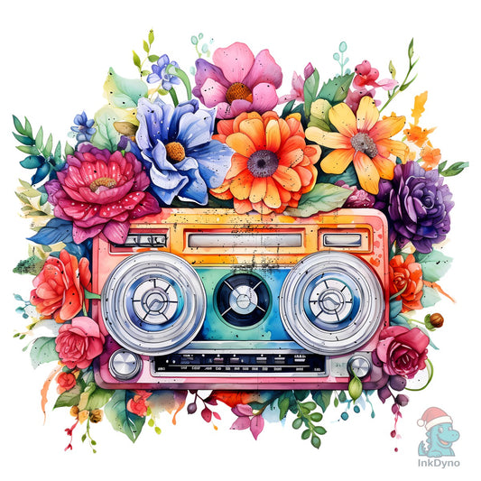Autism Awareness Floral Boombox - DTF Transfer