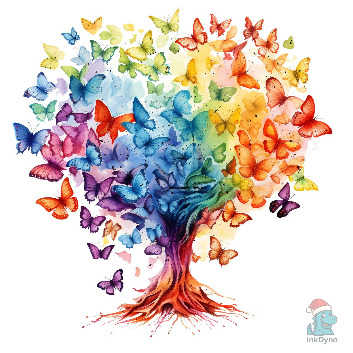 Autism Awareness Rainbow Butterfly Tree
