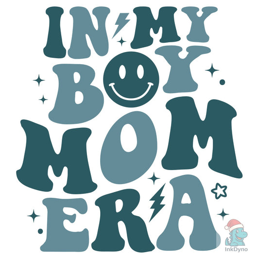 Retro In My Boy Mom Smiley Design - DTF Transfer