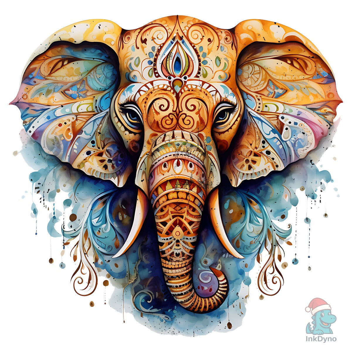 Yoga Mandala Elephant Watercolor