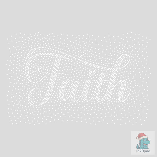Faith Rhinestone Template White Color - DTF Transfer