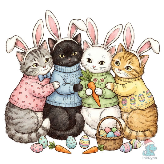 Cute Easter Cats Sublimation - DTF Transfer