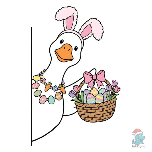 Cute Easter Goose with Basket - DTF Transfer