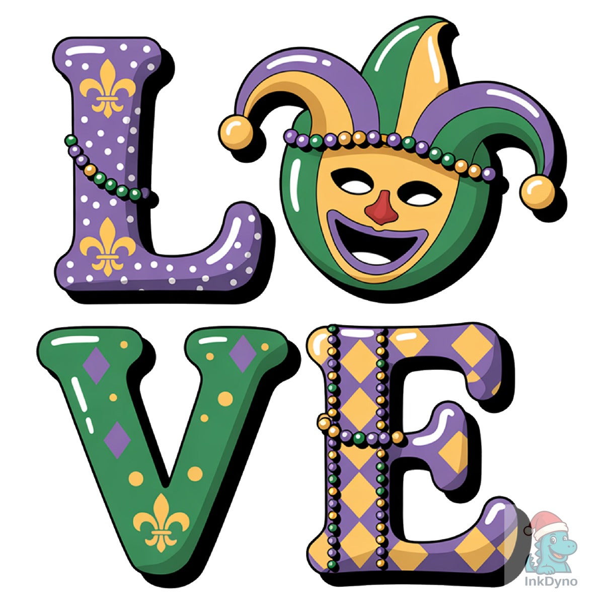 Faux Yarn Mardi Gras Love