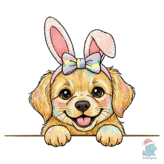 Easter Dog Monogram Golden Bunny Rabbit - DTF Transfer