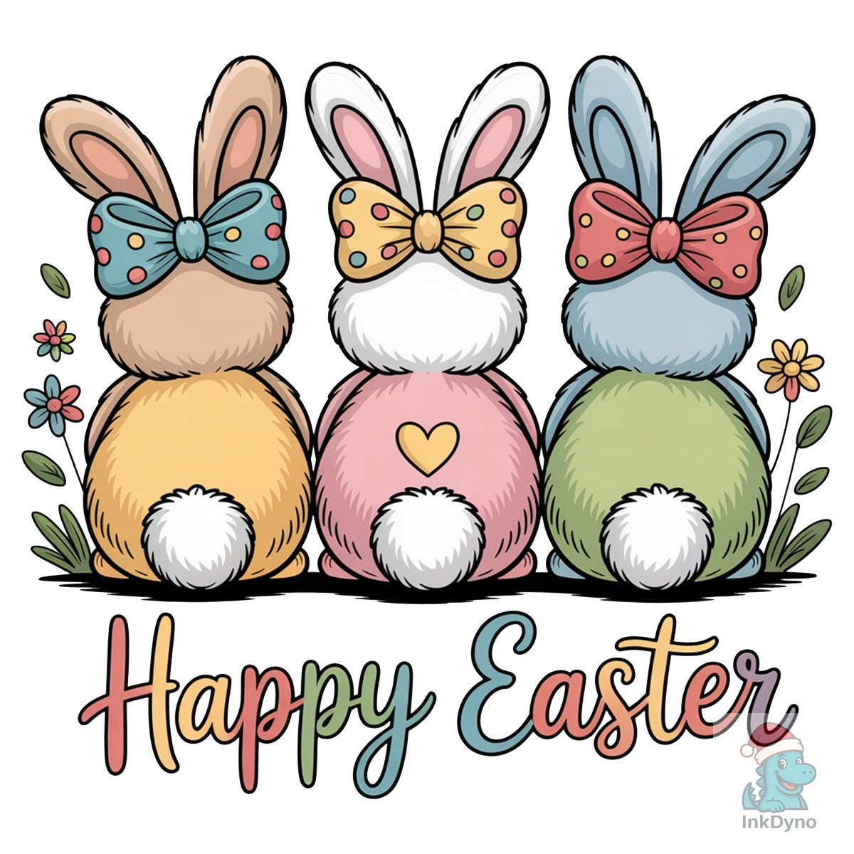 Happy Easter Bunnies Hand-Painted