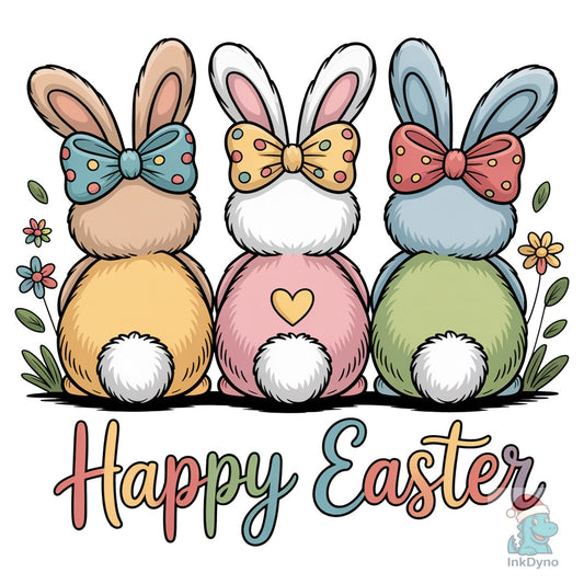 Happy Easter Bunnies Hand-Painted - DTF Transfer