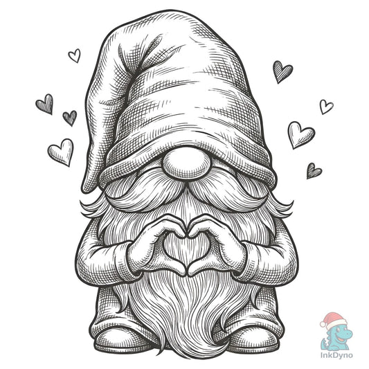 Love Gnome Heart Hands Line Art - DTF Transfer
