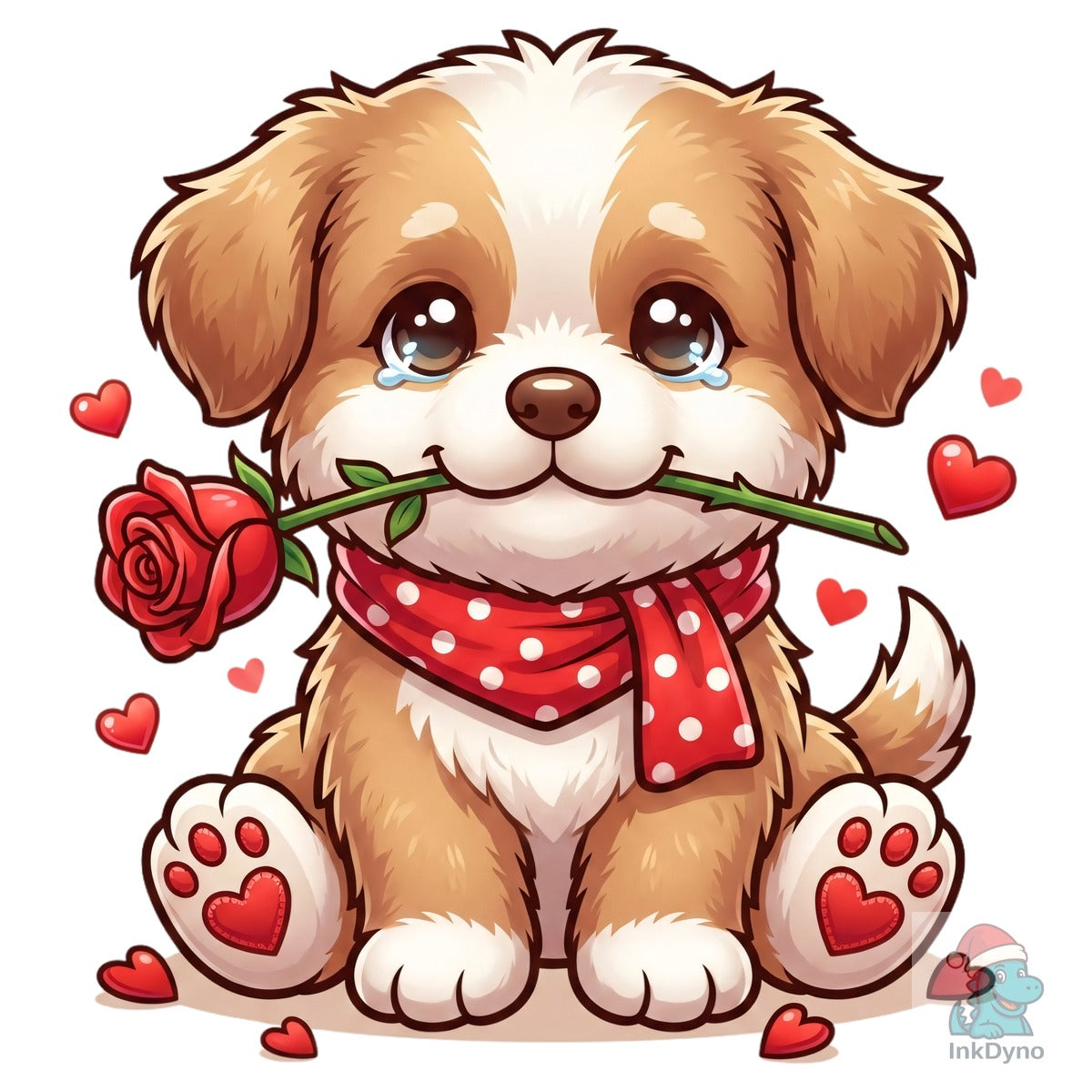 Cute Dog Rose Valentine Tshirt