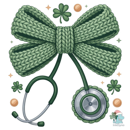 Faux Yarn St Patrick's Day Nurse Bow - DTF Transfer