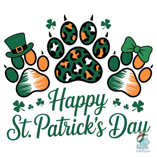 Dog Paw Print Shamrock St Patrick's - DTF Transfer