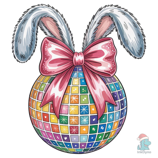 Easter Coquette Bow Disco Ball Bunny - DTF Transfer