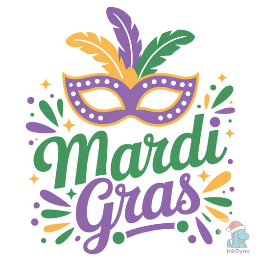 Mardi Gras Mask Typography Carnival - DTF Transfer