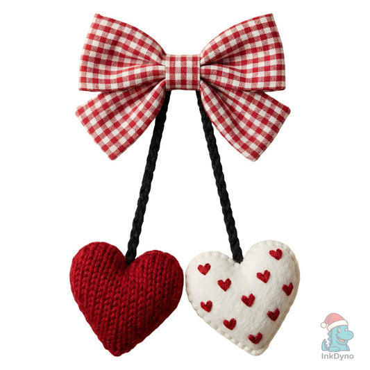 Crochet Cherry Heart Valentine - DTF Transfer