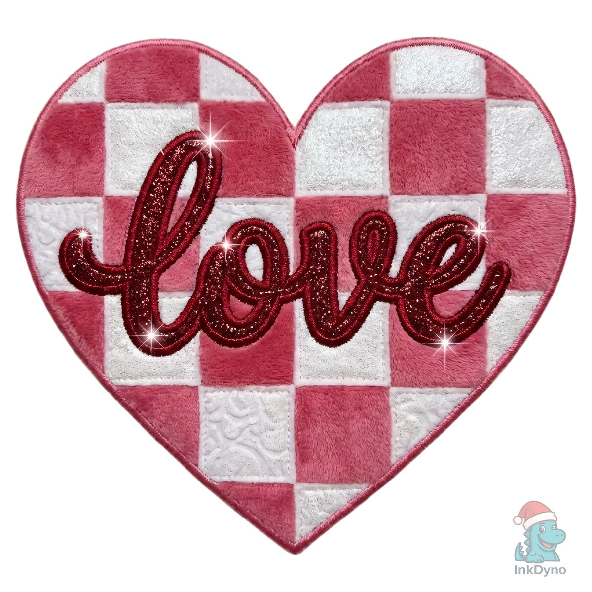 Faux Yarn Checkered Heart Valentine