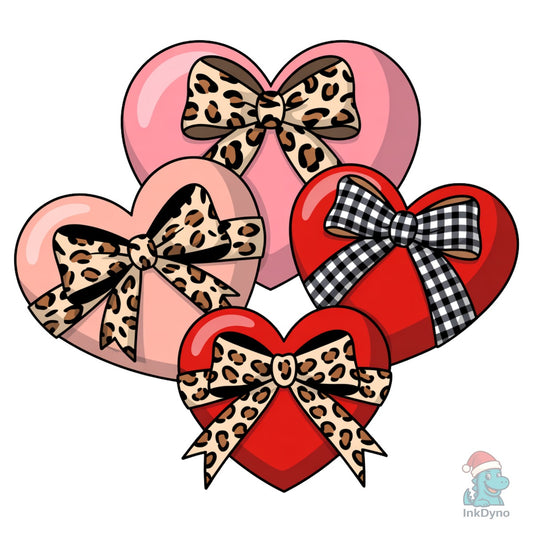 Leopard & Checkered Valentine Hearts - DTF Transfer