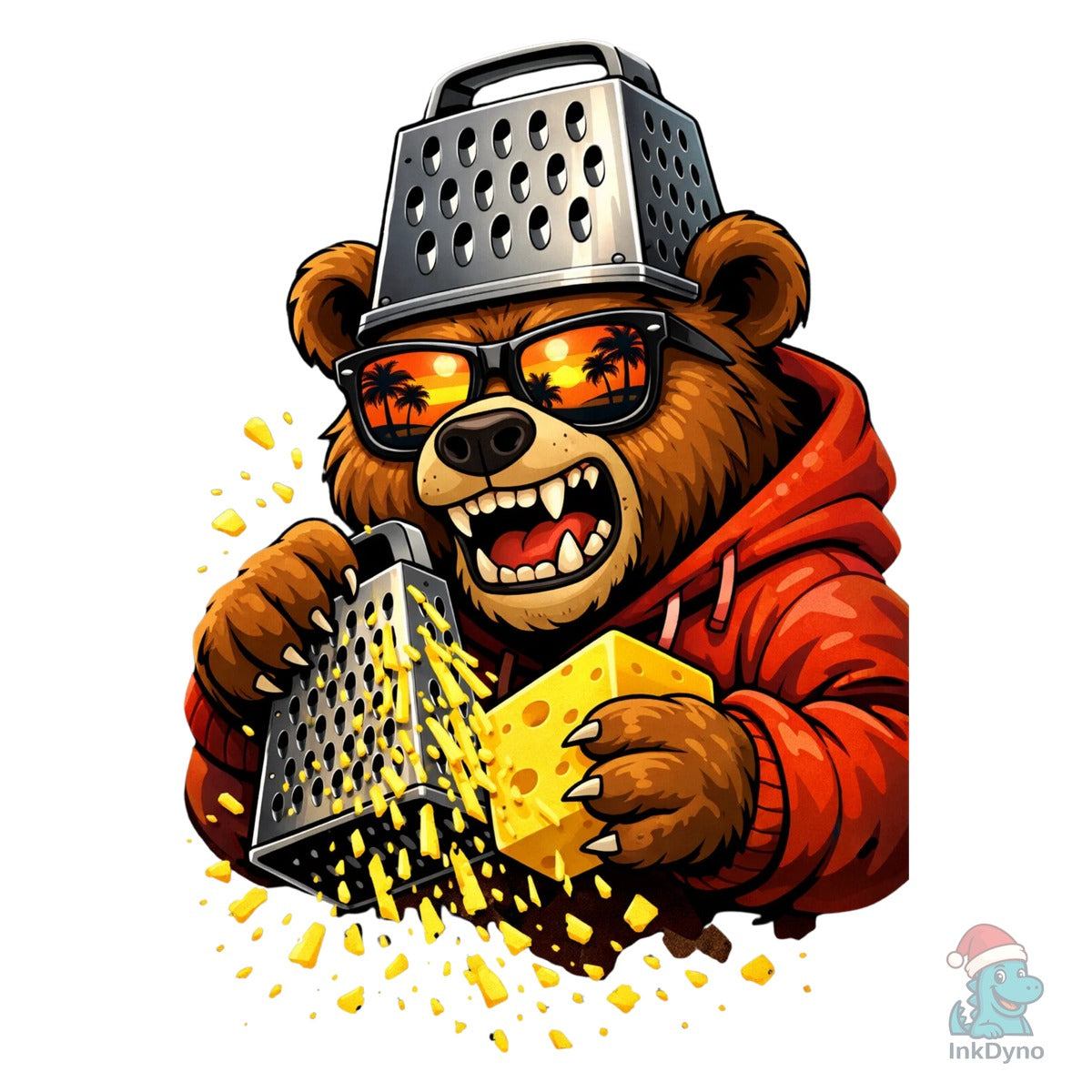 Retro Bear with Cheese Grater Hat and
