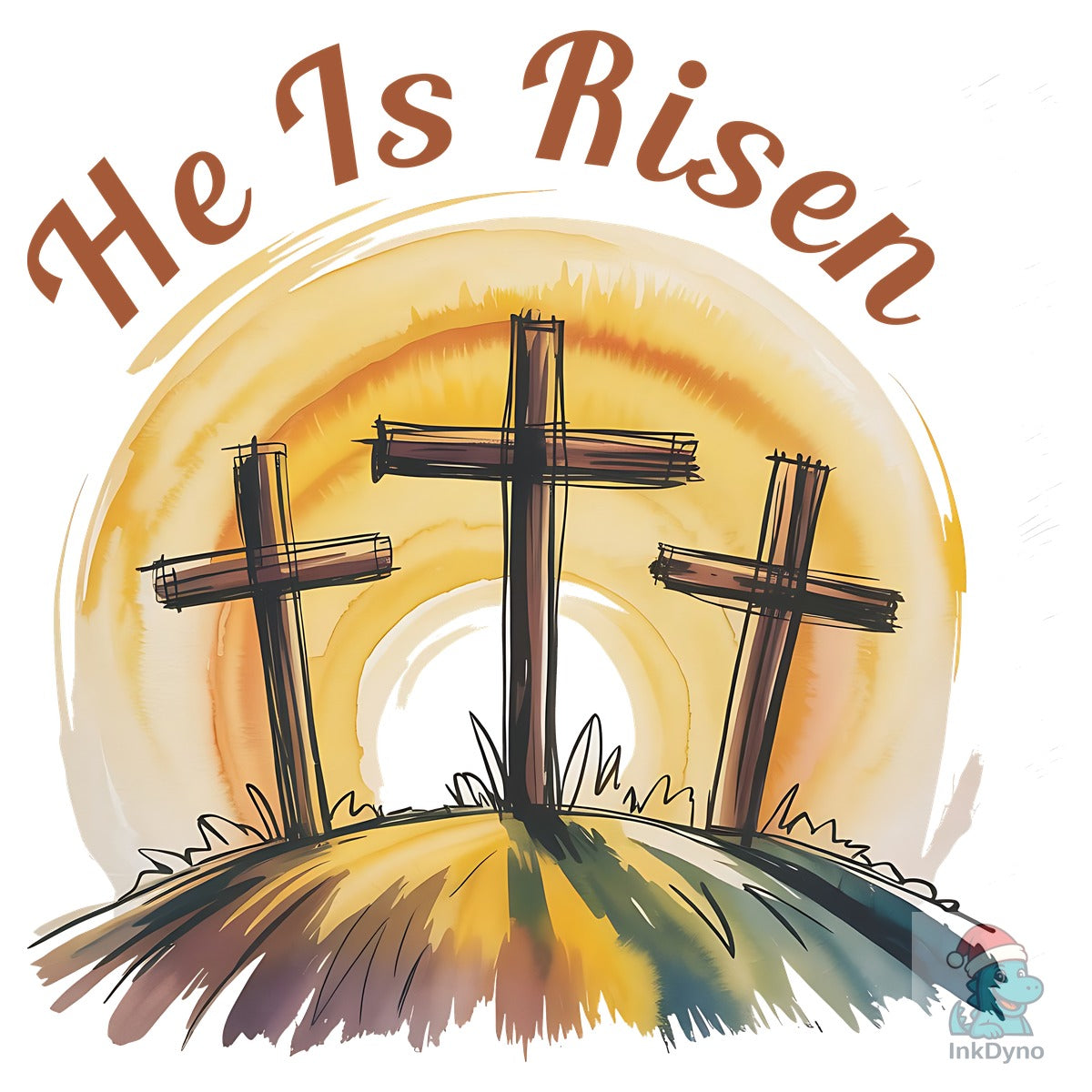 He is Risen Christian Easter Cross Desig