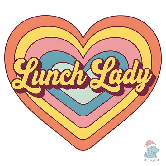 Lunch Lady Rainbow Heart - DTF Transfer