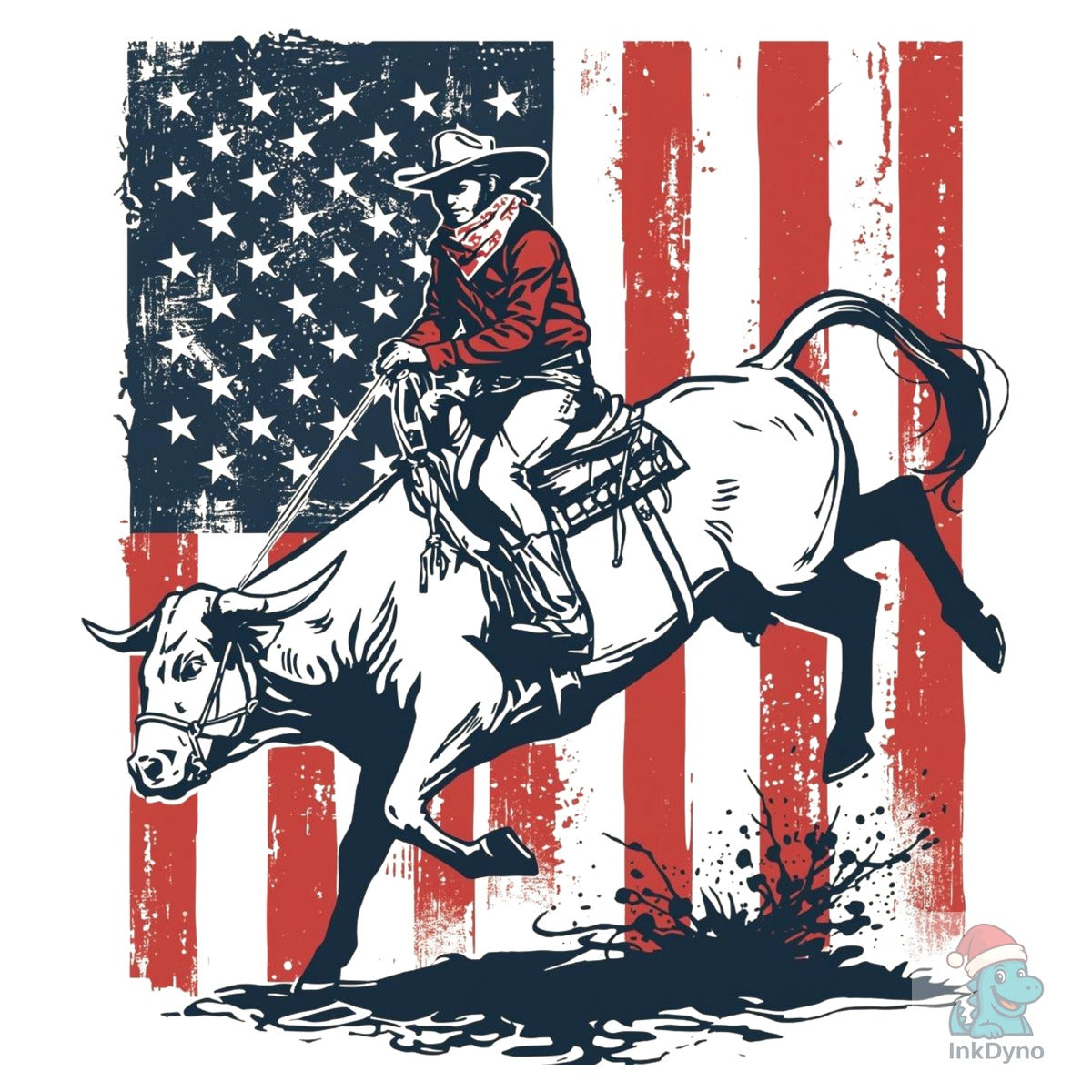 Patriotic Cowboy Bull Riding