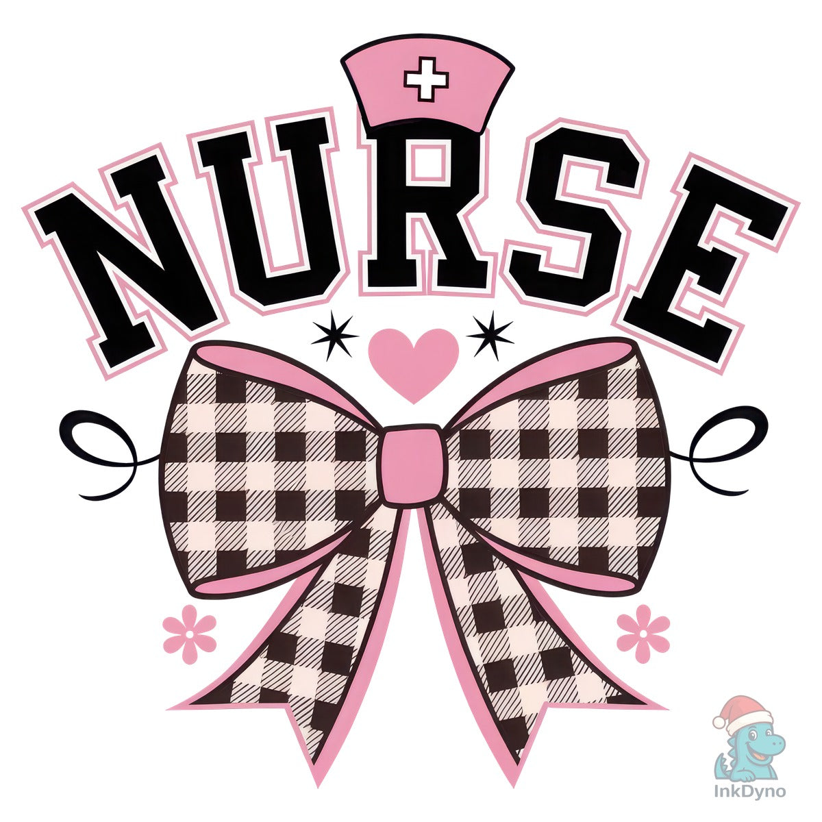 Retro Nurse Checkered Coquette Bow