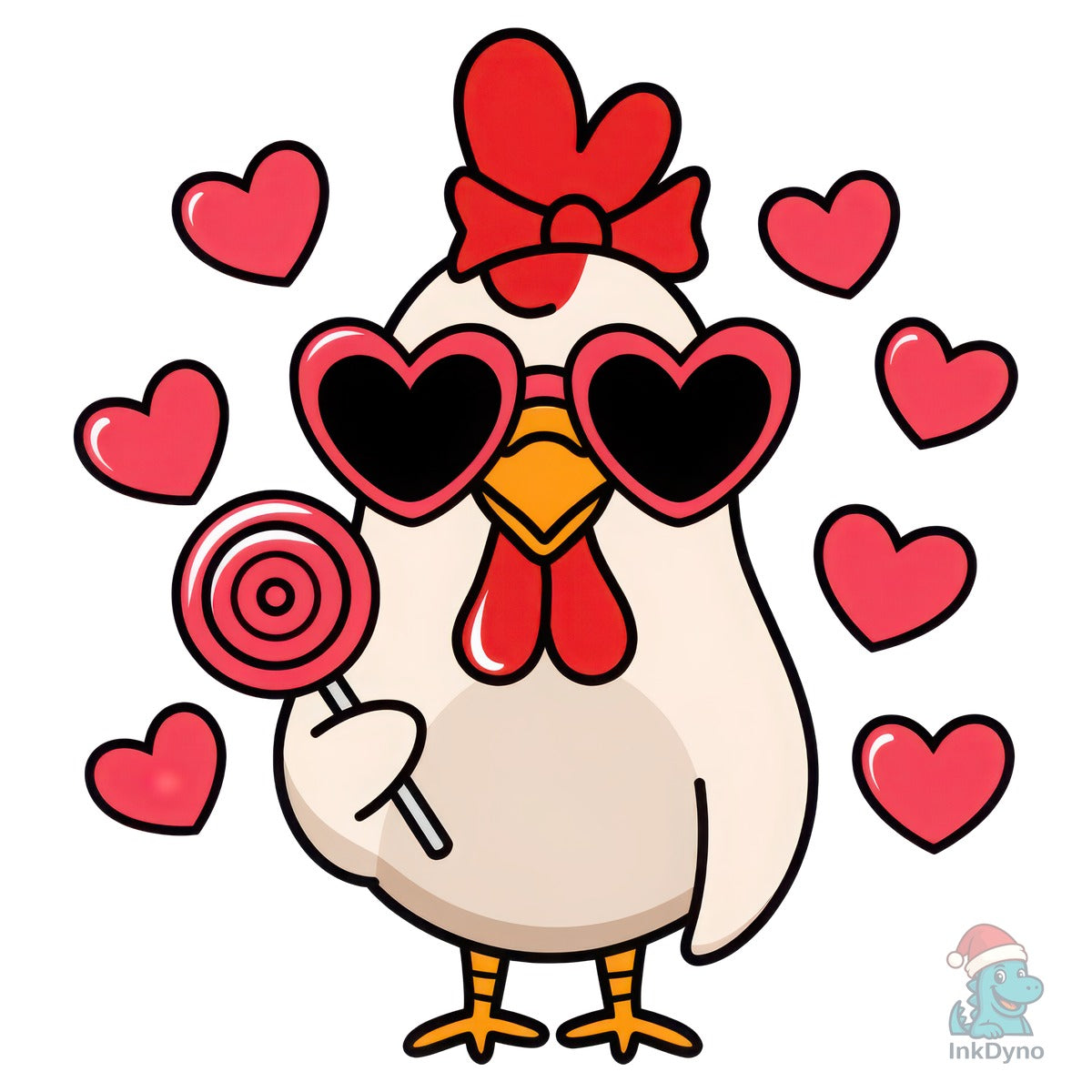 Funny Chicken Lollipop Love Hearts