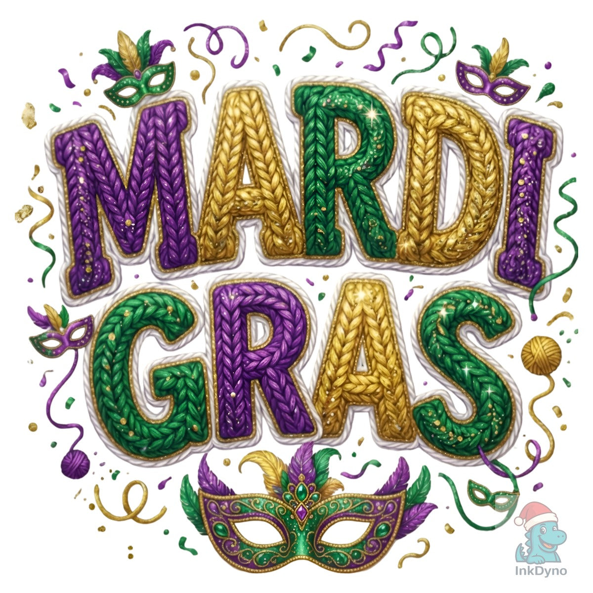 Mardi Gras Knit Glitter Design