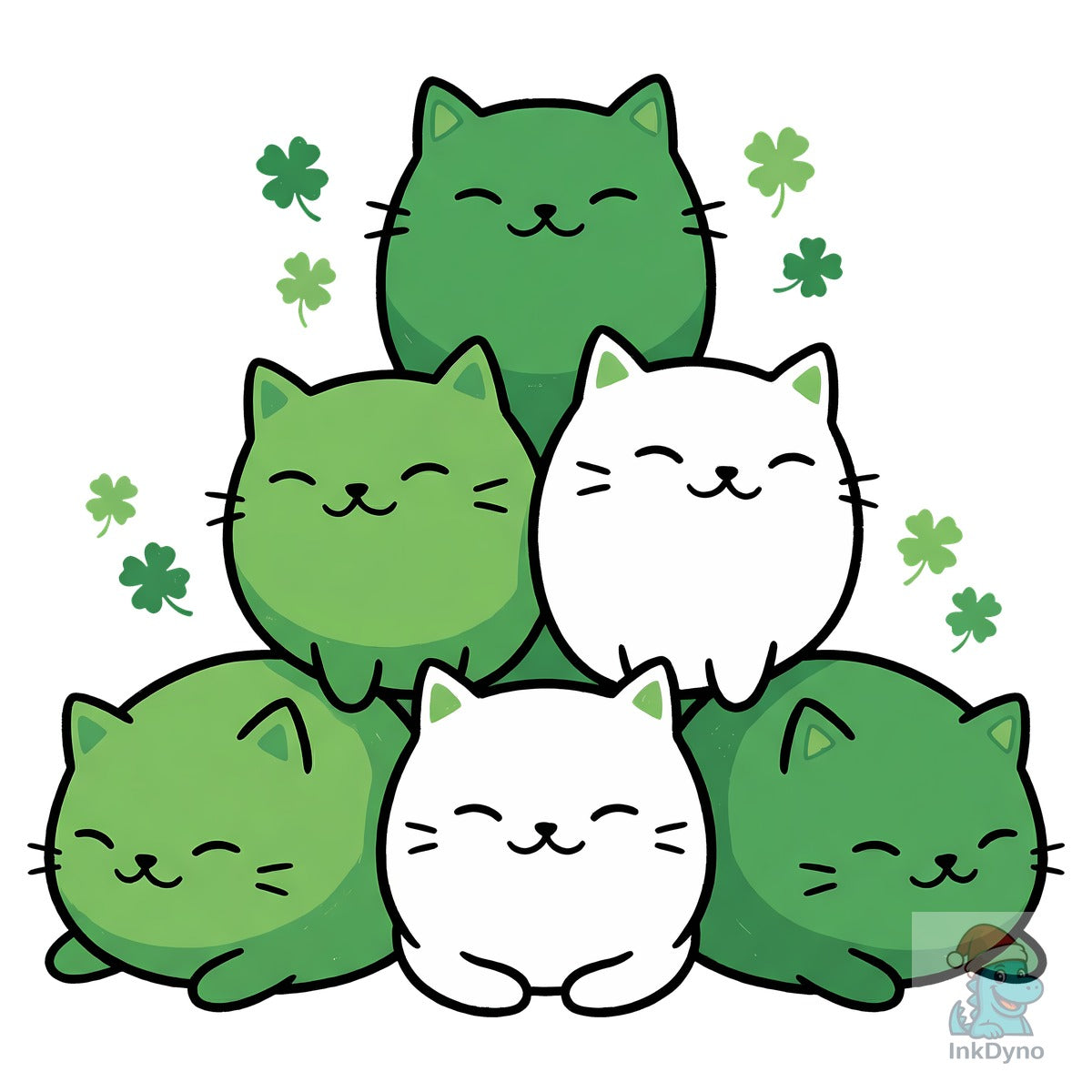 St Patrick's Cute Green Cat Stack