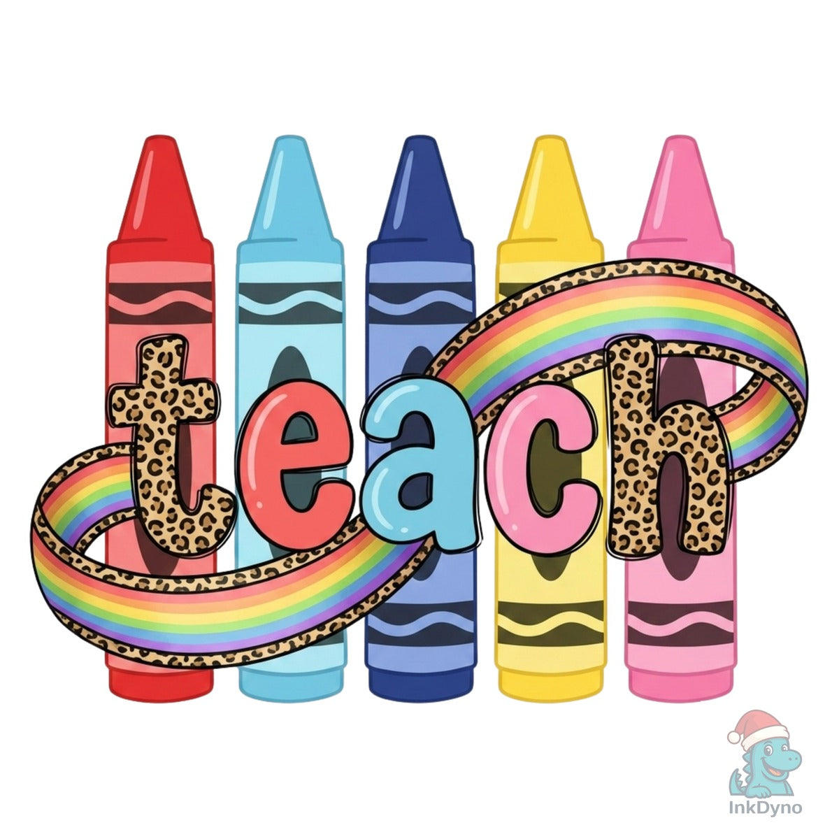 Teach Crayon Bow Leopard Print