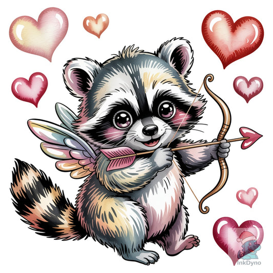 Cupid Raccoon Valentines Day Design - DTF Transfer