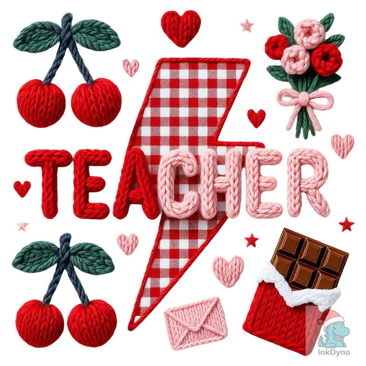 Faux Yarn Teacher Girly Trendy Shirt - DTF Transfer