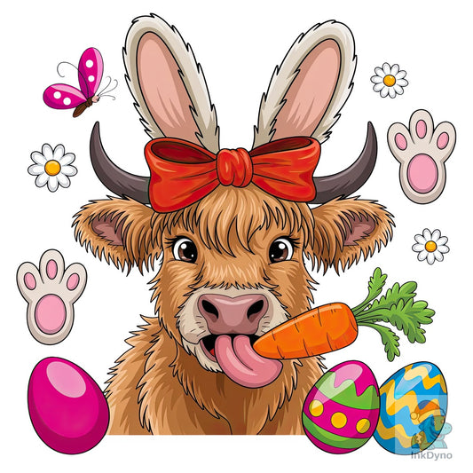 Easter Highland Cow Heifer - DTF Transfer