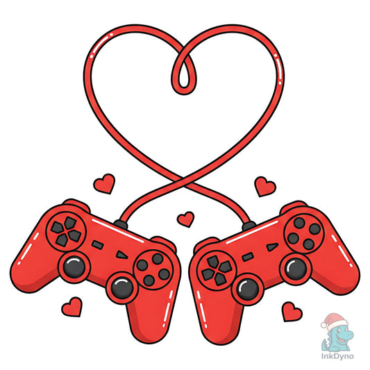 Gamer Love Heart Controller Design - DTF Transfer