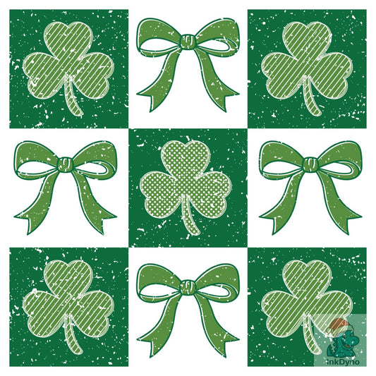 Retro Checkered St Patrick's Day Bow - DTF Transfer