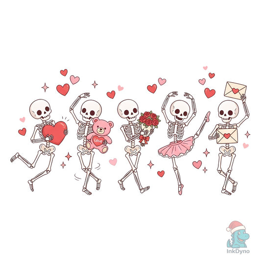 Cute Valentine Skeleton Dance - DTF Transfer