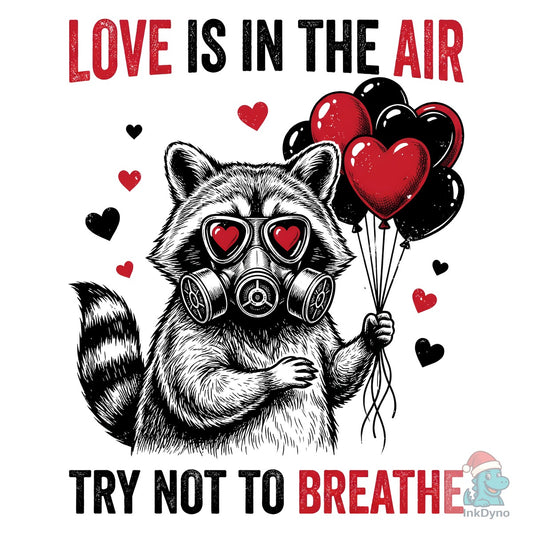 Valentine Raccoon with Gas Mask - DTF Transfer