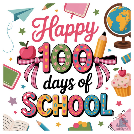 Happy 100 Days of School Bow - DTF Transfer