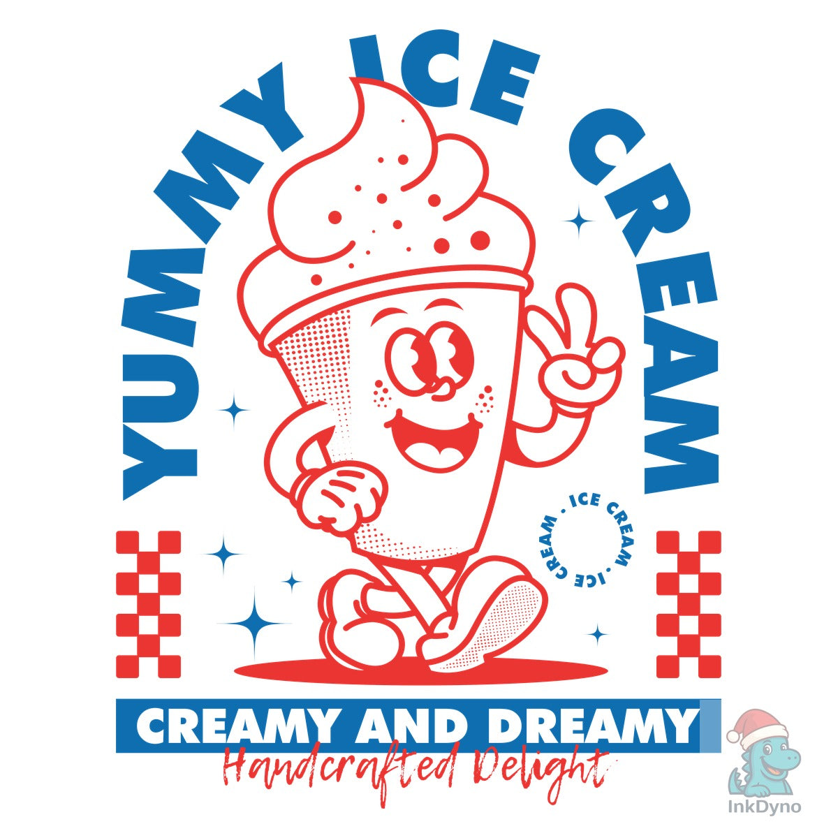 Retro Cartoon Ice Cream Character Design