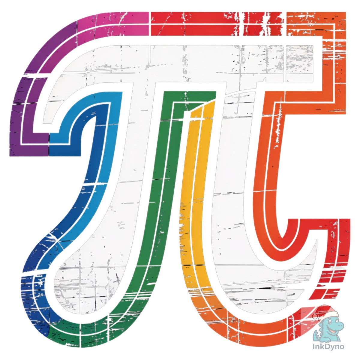 Retro Pi Symbol Vintage Rainbow Pi