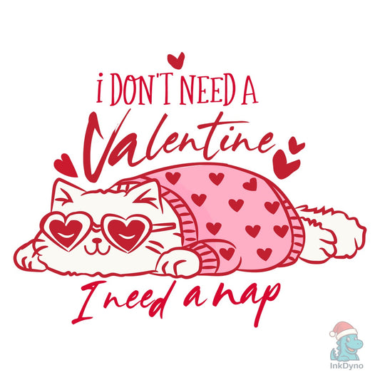 Anti Funny Lazy Cat Valentine's Day - DTF Transfer