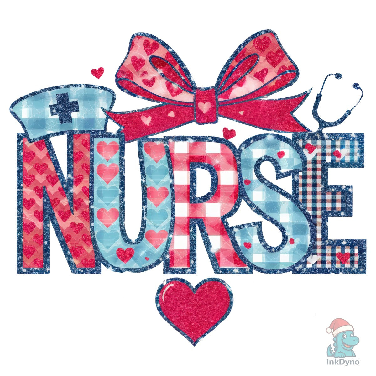 Coquette Bow Nurse Medic Hearts