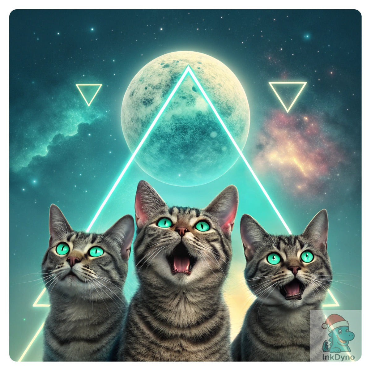 Cosmic Cat Howling Moon Galaxy Cat