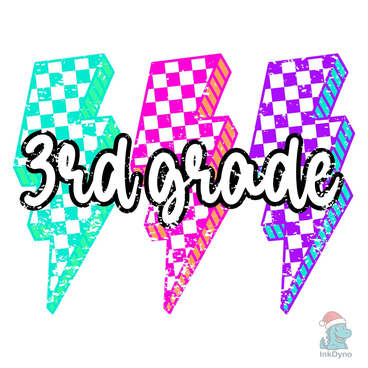School Grade Checkered Lightning Neon
