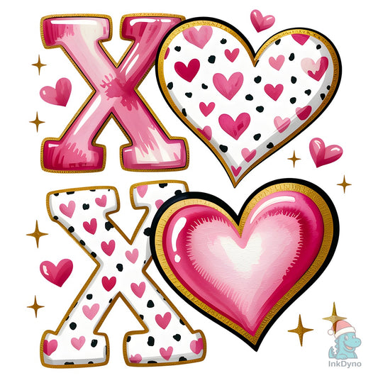XOXO Valentine Day Heart Brushstroke - DTF Transfer