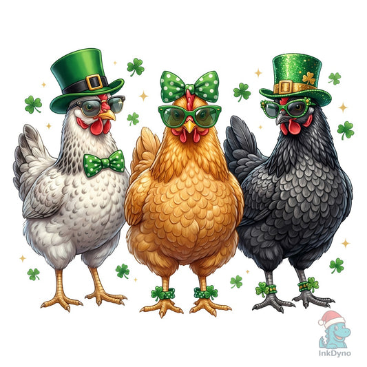Funny St Patrick's Day Chickens - DTF Transfer